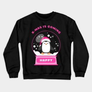 Xmas Is Coming Happy Penguin (Pink) Crewneck Sweatshirt